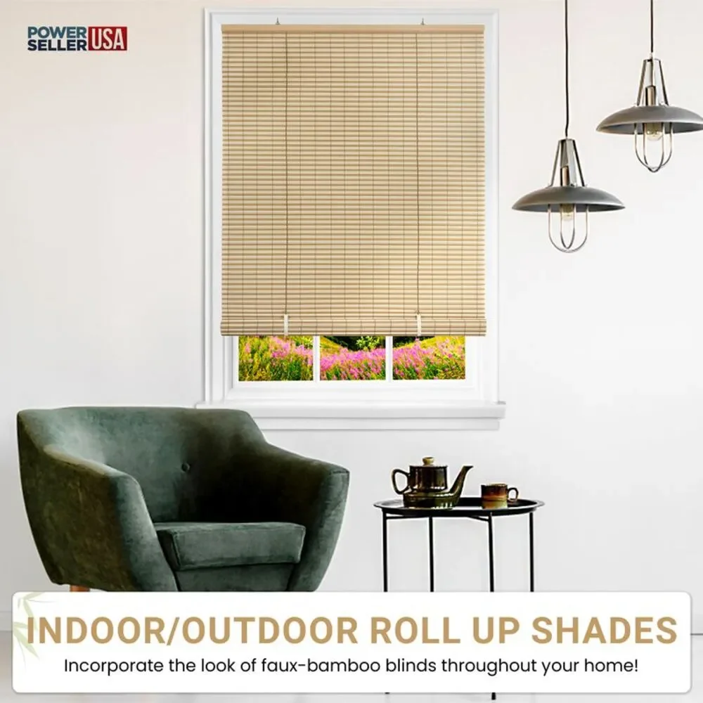 PowerSellerUSA Oval Cordless Blinds, Roll-Up Roller Shades for Windows and